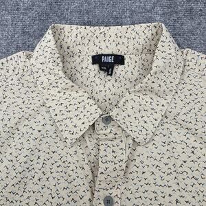 Paige Shirt Mens 2XL White Pepper Austin Print Short Sleeve Cotton Button Up
